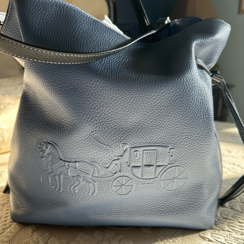 Coach Slate Blue Embossed Andy Tote